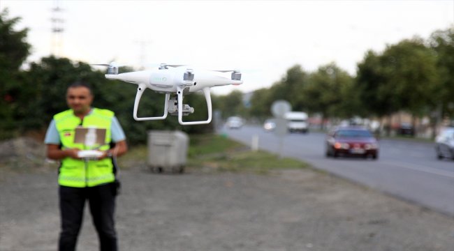 Samsun'da bayram öncesi "drone" ile trafik denetimi