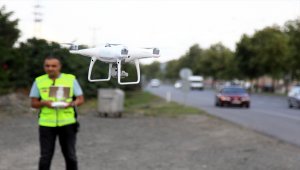 Samsun'da bayram öncesi "drone" ile trafik denetimi