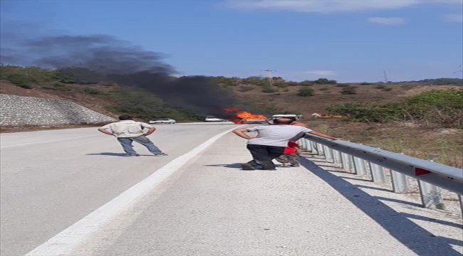 Düzce'de araç yangını