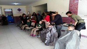 Mesleki Eğitim Merkezinden köy çocuklarına saç bakımı