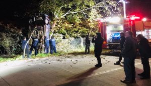 Samsun'da devrilen otomobilin sürücüsü yaralandı