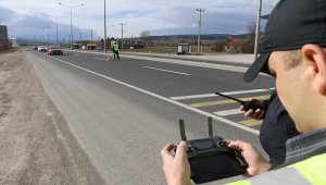 Bolu'da drone destekli trafik denetimi