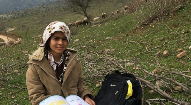 Henüz 13 yaşında hem okuyor hem koyunlarına bakıyor
