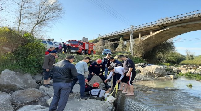 Kayalıklara sıkışan buzağı kurtarıldı