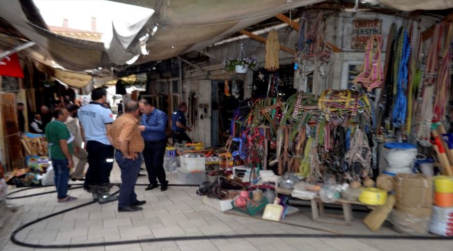 Amasya'da hırdavat dükkanında yangın