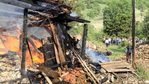 Köyde çıkan yangında 7 ev kullanılamaz hale geldi