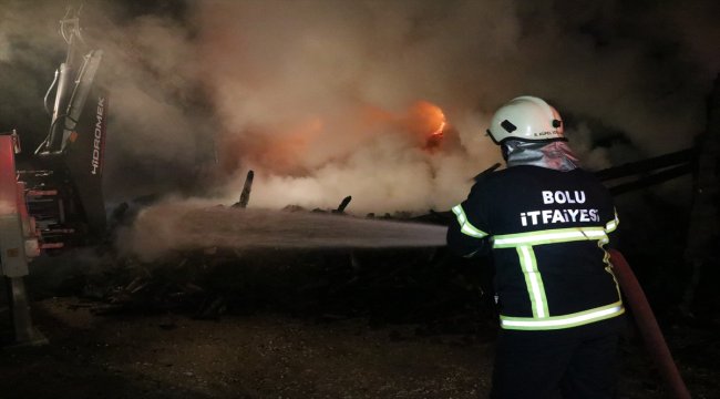 Bolu'da odunluk ve balya yangını