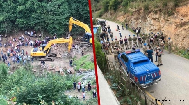 Ordulular yol kapattı, HES için gelen iş makineleri geri dönmek zorunda kaldı