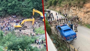 Ordulular yol kapattı, HES için gelen iş makineleri geri dönmek zorunda kaldı