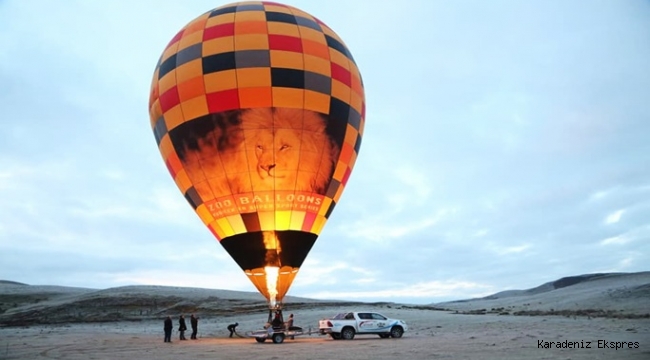 Perşembe Yaylası’nda, sıcak hava balonu deneme uçuşu gerçekleştirildi