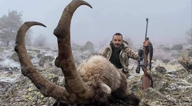 Ordu’dan Giresun’un Şebinkarahisar ilçesine gelen Ordulu avcılar 10 yaşında erkek bir dağ keçisini vurdu