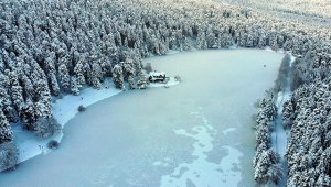 Gölcük Tabiat Parkı'nda göl buz tuttu