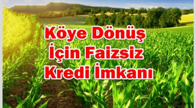 Köye Dönüş İçin Faizsiz Kredi İmkanı 