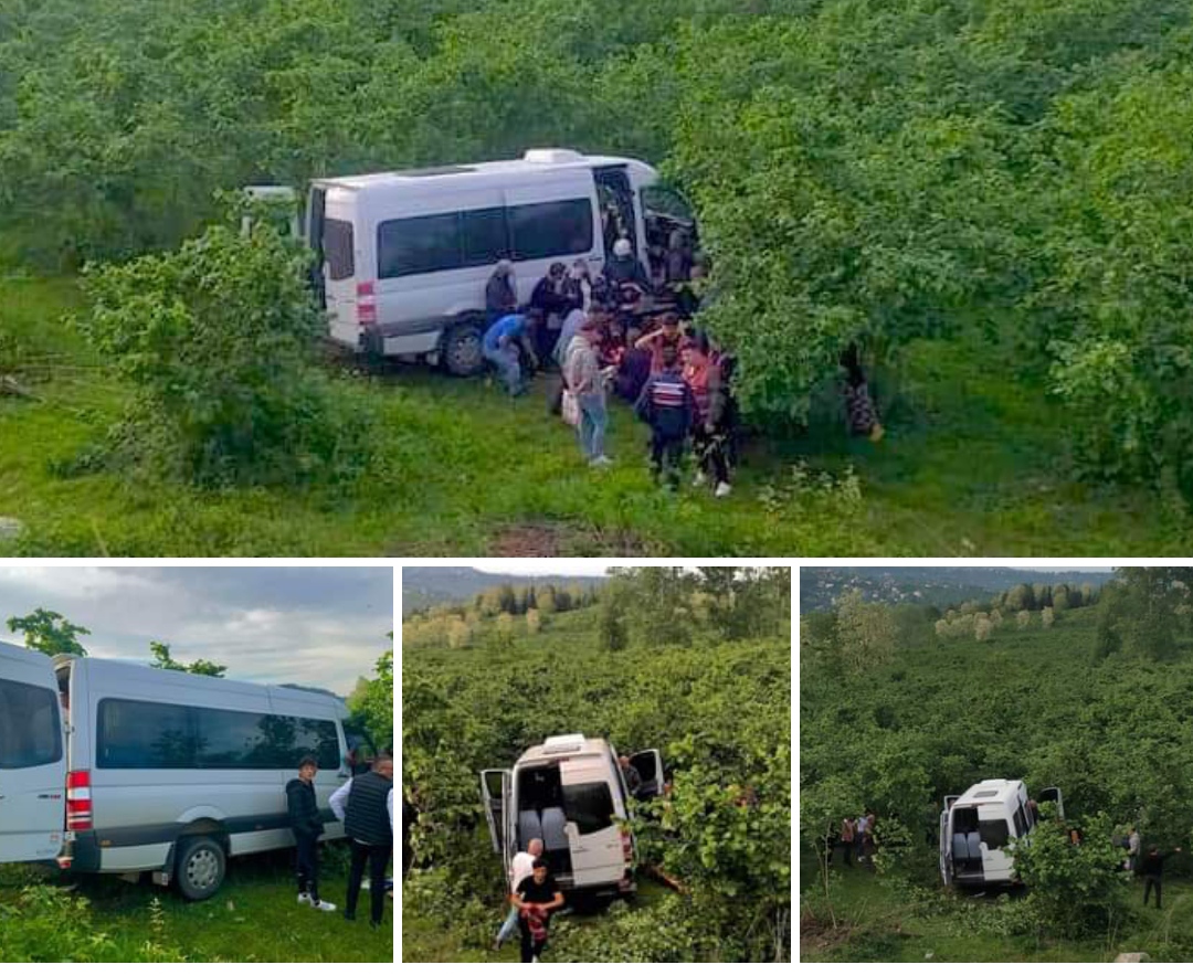 Ordu'da minibüs fındık bahçesine uçtu: 5 yaralı 