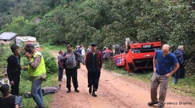 Ordu’da fındık işçilerini taşıyan kamyonet devrildi