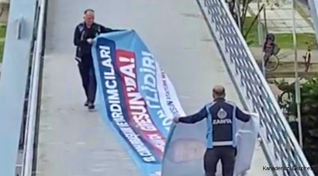 Giresun'da bugün Kılıçdaroğlu mitingi için üstgeçite asılan pankart AK Parti'nin başvurusu üzerine kaldırıldı !...