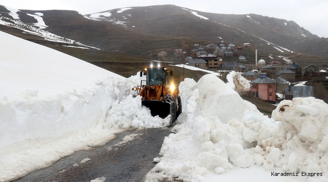 Bayburt-Trabzon arasında karla mücadele devam ediyor