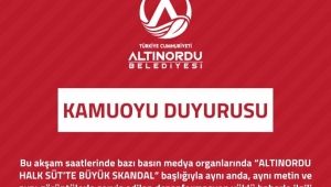 ALTINORDU BELEDİYESİ KAMUOYU DUYURUSU YAYINLADI