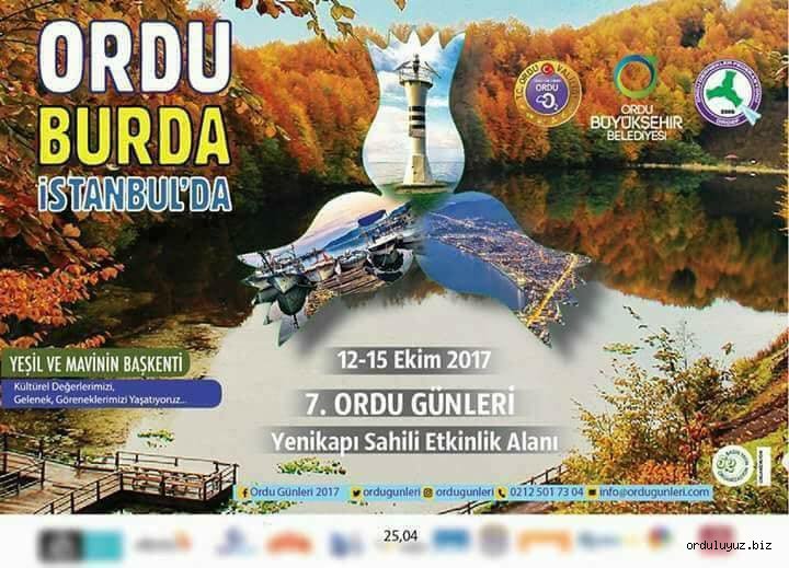 7. ORDU GÜNLERİ 12-15 EKİM İSTANBUL YENİKAPI ETKİNLİK ALANINDA GERÇEKLEŞECEK