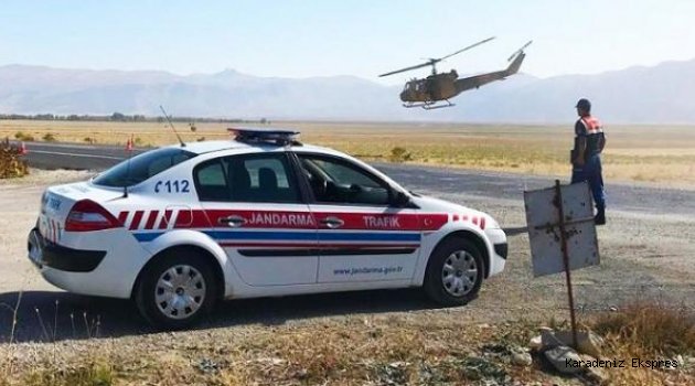 Çorum'da helikopterli trafik denetimi