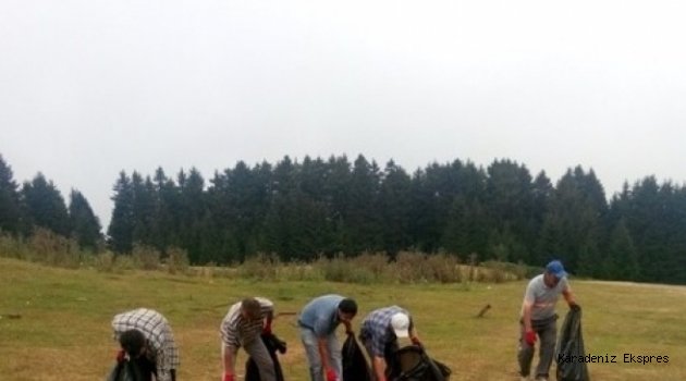 Giresun yaylalarında çöp temizliği