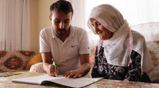Havva nine" 85'inde okuma yazma öğreniyor
