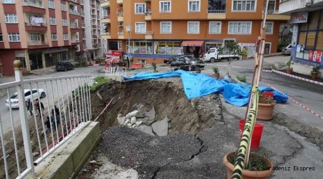 Rize'de yol çökmesi