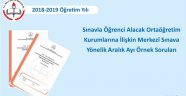 Sınavla Öğrenci Alacak Ortaöğretim Kurumlarına İlişkin Merkezî Sınava Yönelik Aralık Ayı Örnek Soruları Yayımlandı