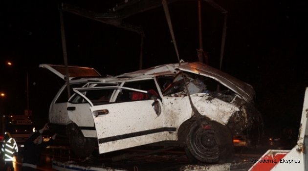 Trabzon'da otomobil kanala devrildi: 1 ölü, 6 yaralı