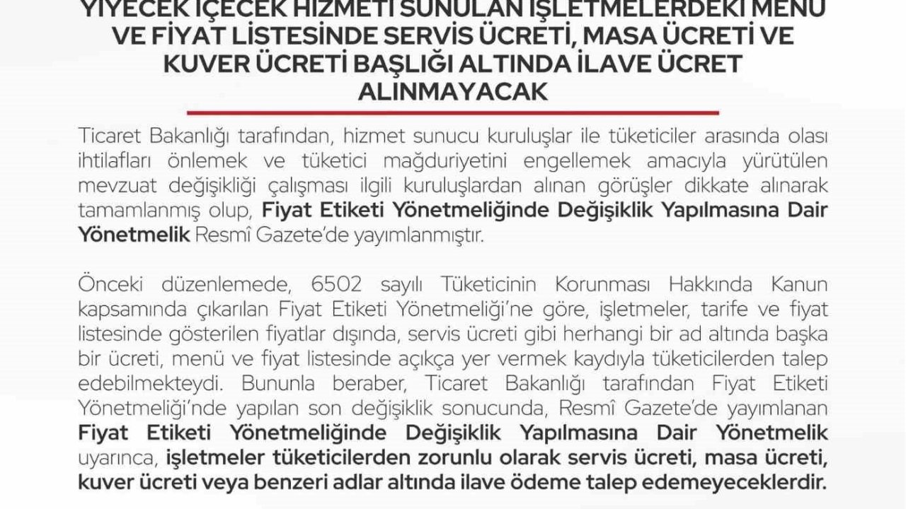 Bartın’da restoran ve kafelere ilave ücret uyarısı
