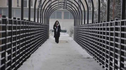 Kars’ta soğuktan ağaçlar kırağı tuttu