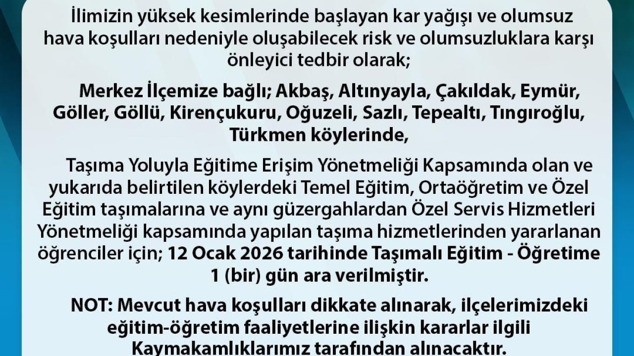 Sinop’ta taşımalı eğitime kar engeli