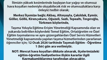 Sinop’ta taşımalı eğitime kar engeli