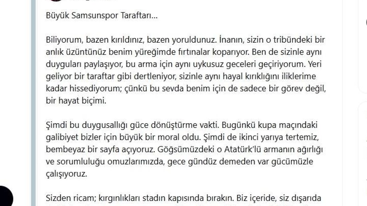 Yüksel Yıldırım: "Bembeyaz bir sayfa açıyoruz"