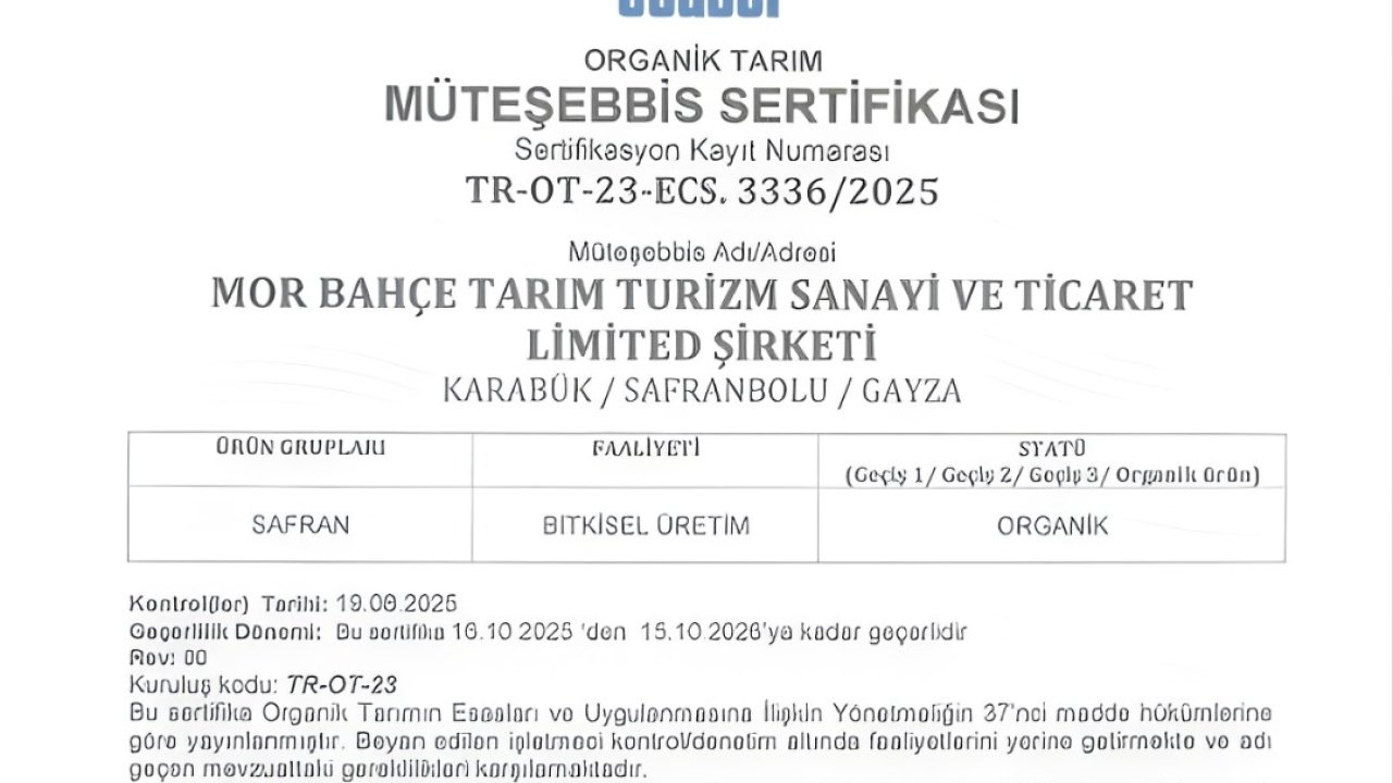 BAKKA destekleriyle safran üretiminde organik üretime geçildi