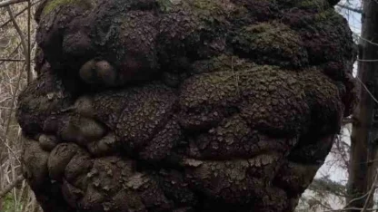 Ormanın kalbindeki ağaç yumrusu görenleri hayrete düşürdü