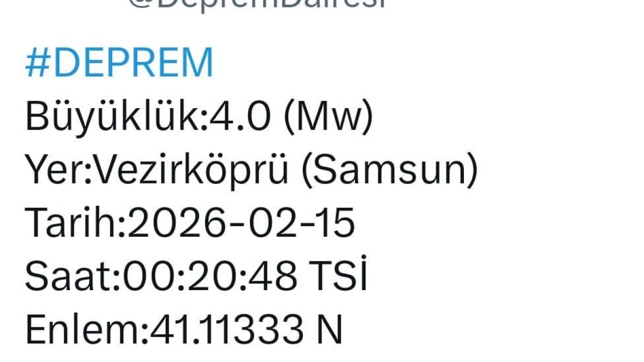 Samsun Vezirköprü’de gece yarısı korkutan deprem
