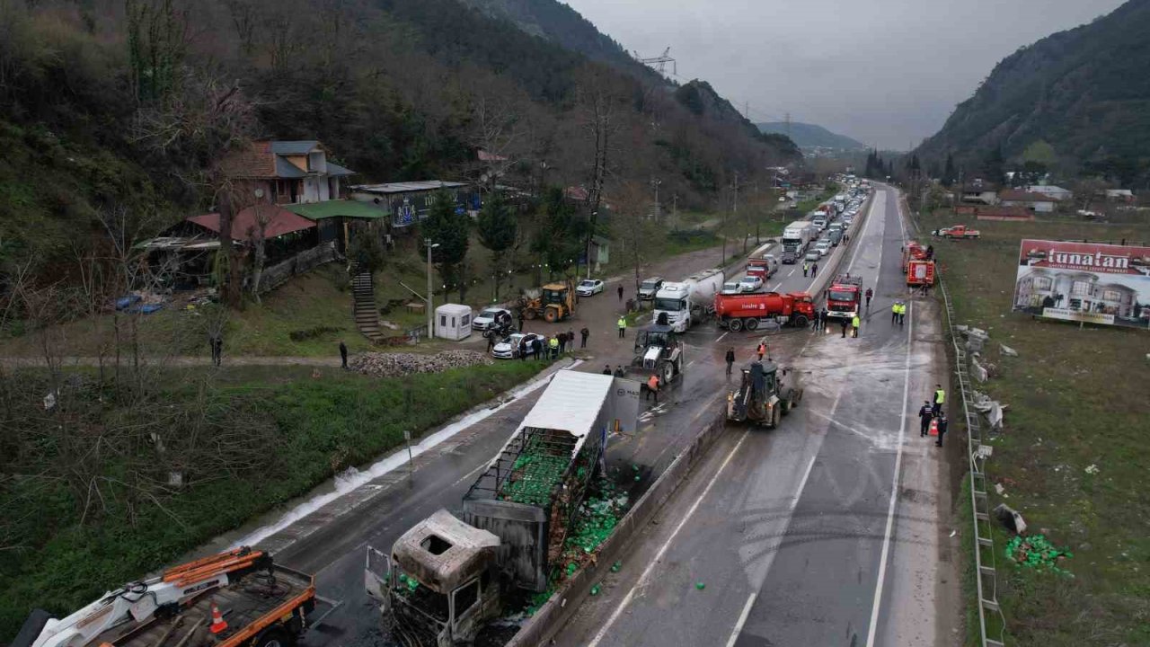 İki tır çarpıştı, D-650 savaş alanına döndü