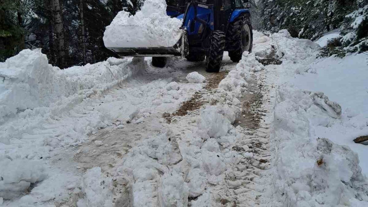 Bolu’da karla kaplanan yayla yollarını köylüler açtı
