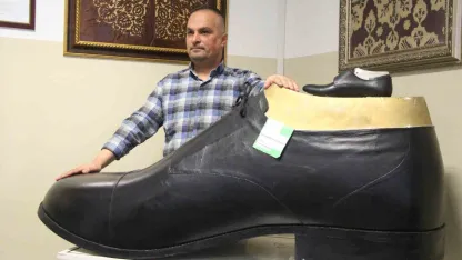 Bolu’da Türkiye’nin en büyük giyilebilir ayakkabısı üretildi: Tam 222 numara