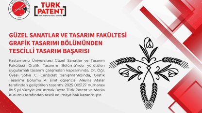 Kastamonu Üniversitesi’nde tasarlanan desene tescil belgesi