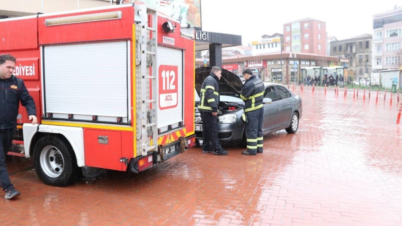 Sinop’ta araç yangını