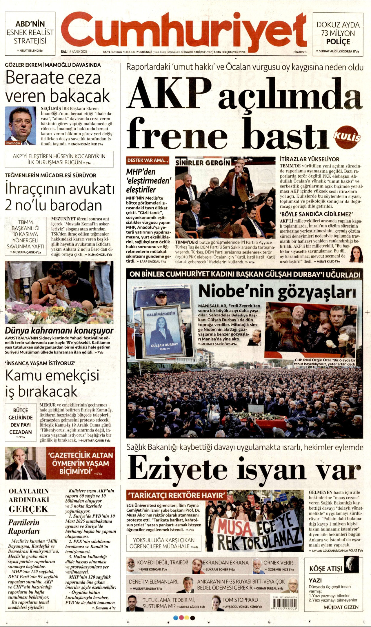 CUMHURİYET Gazete Manşeti