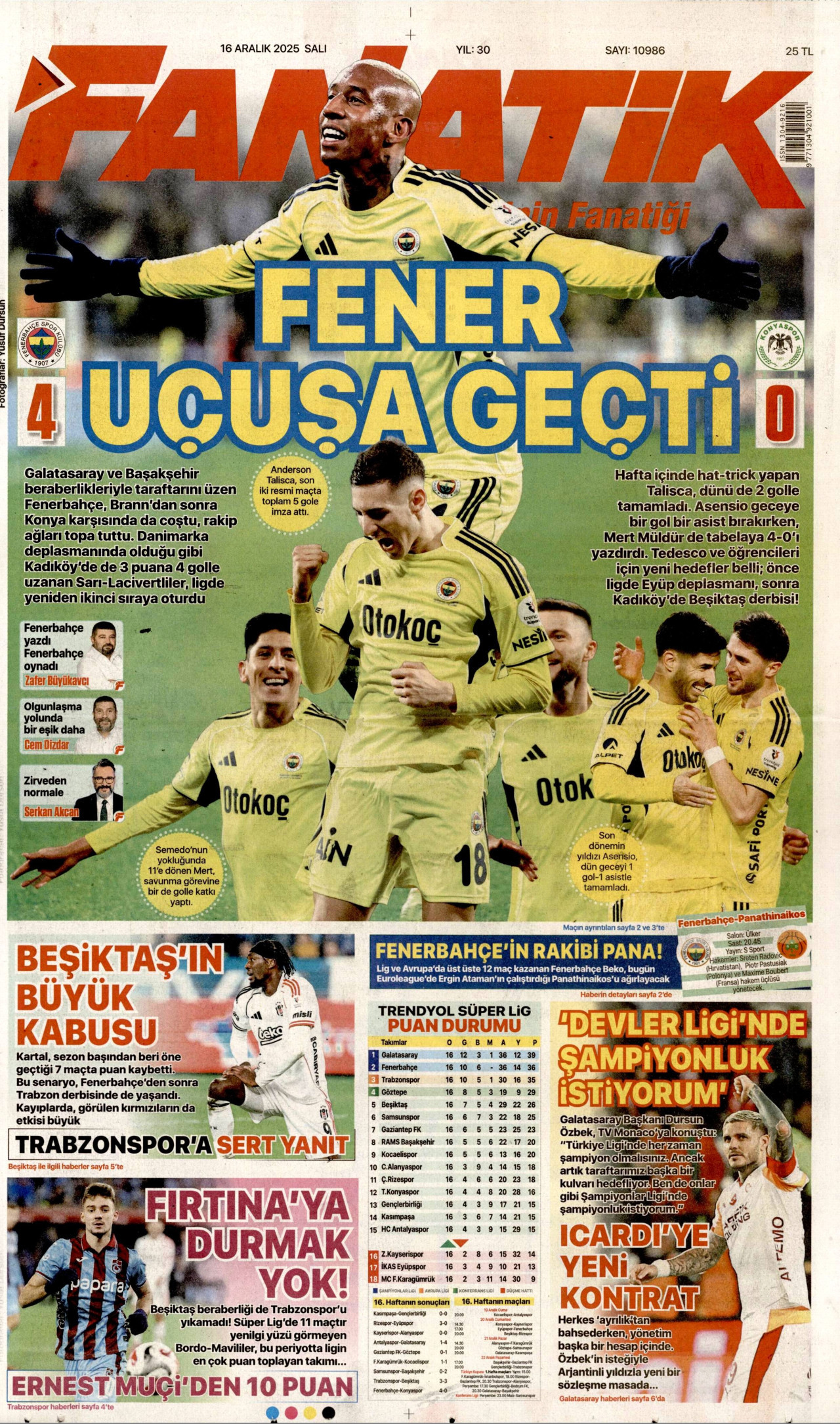 FANATİK Gazete Manşeti