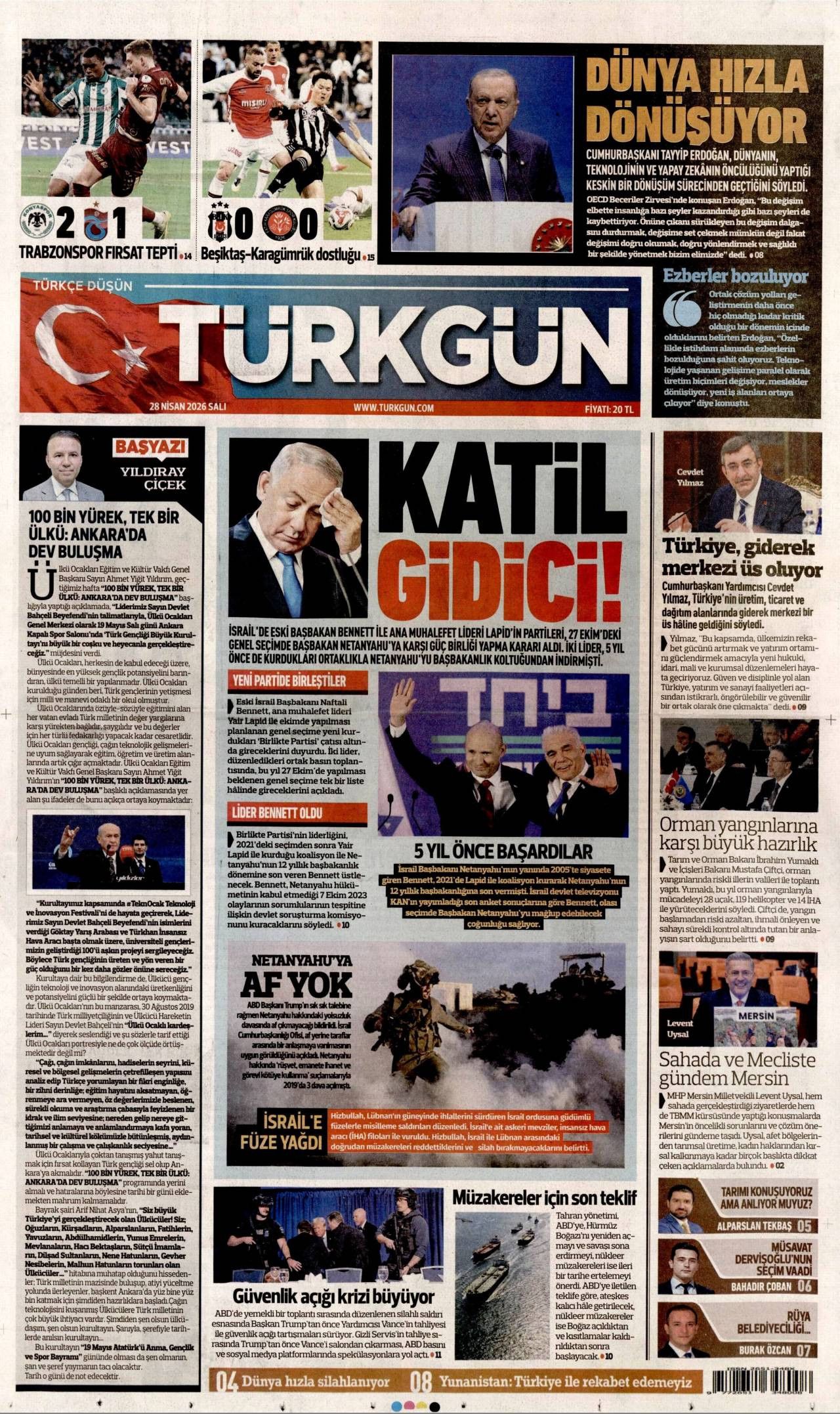 Türkgün Gazetesi Gazete Manşeti
