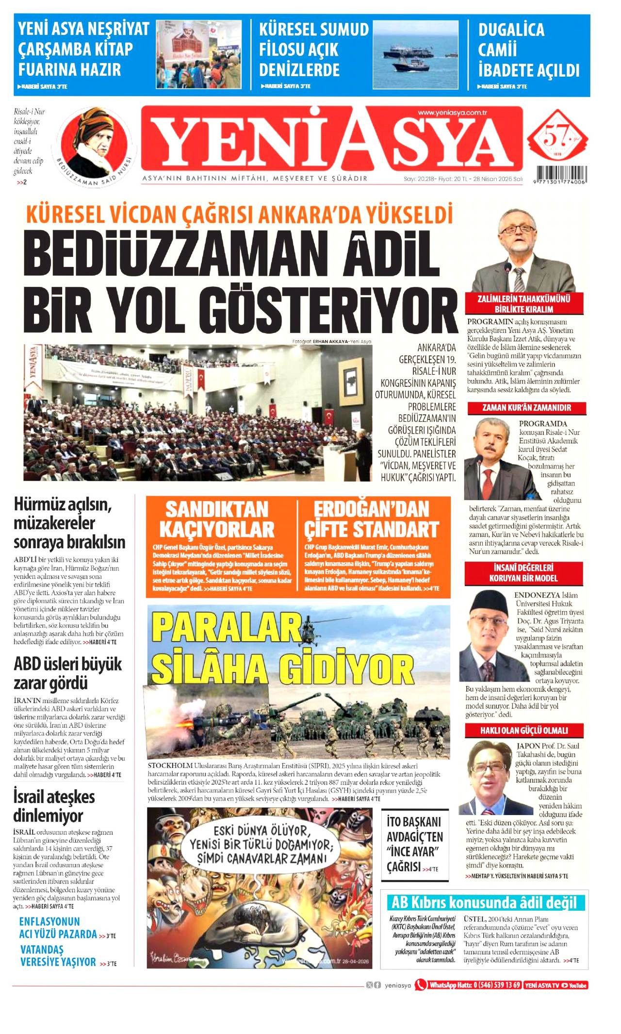Yeni Asya Gazetesi Gazete Manşeti
