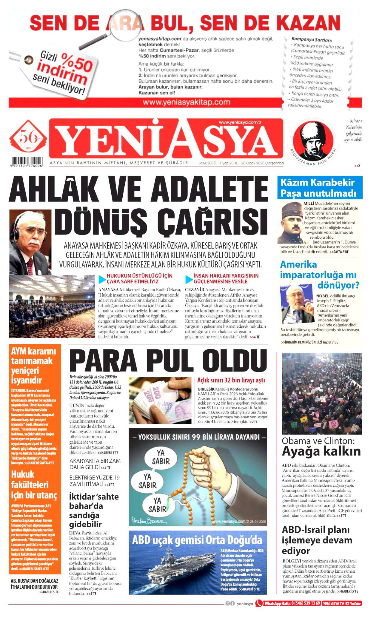 Yeni Asya Gazete Manşeti