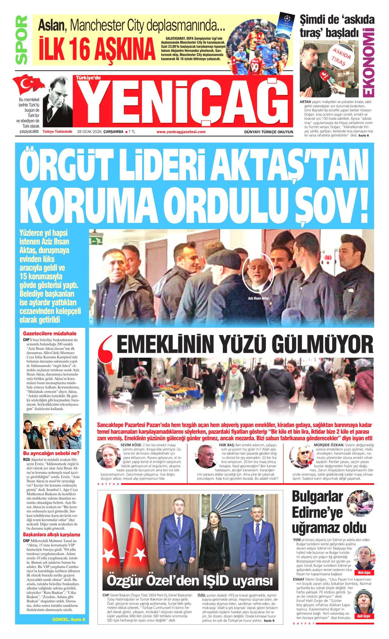 Yeniçağ Gazete Manşeti